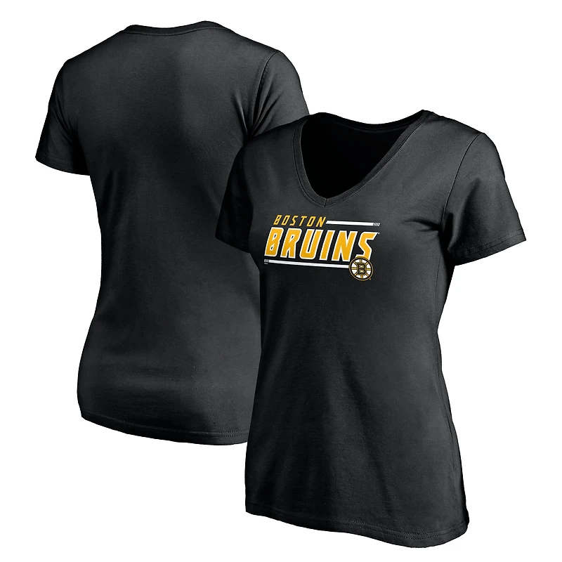Women's  Black Boston Bruins Mascot Bounds V-Neck T-Shirt