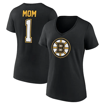 Women's Black Boston Bruins Mother's Day V-Neck T-Shirt