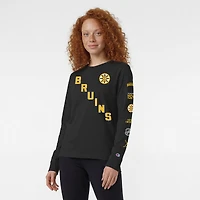 T-shirt à manches longues Champion Black Boston Bruins 2-Hit pour femmes