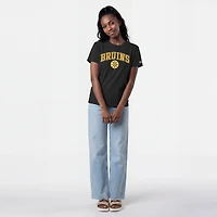 T-shirt noir Champion pour femmes avec logo mascotte des Bruins de Boston en forme d'arche