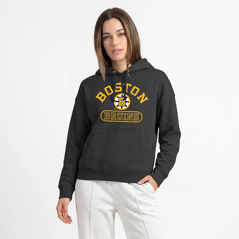 Women's Champion  Black Boston Bruins Arched Pill Box Hoodie