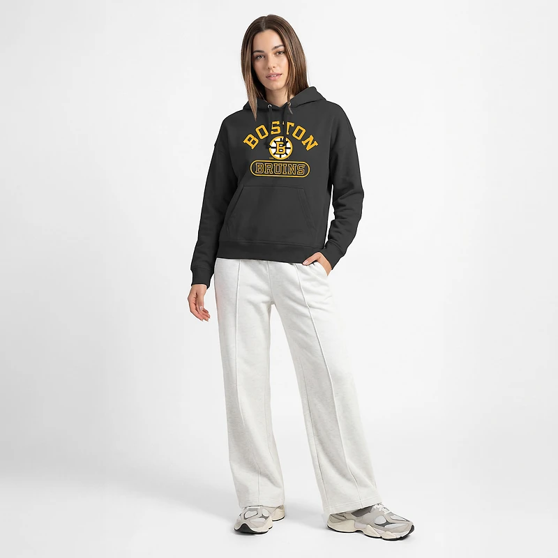 Sweat à capuche Champion noir pour femmes, motif bouffées arquées, Boston Bruins