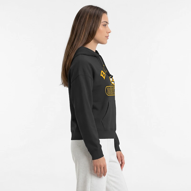 Women's Champion  Black Boston Bruins Arched Pill Box Hoodie