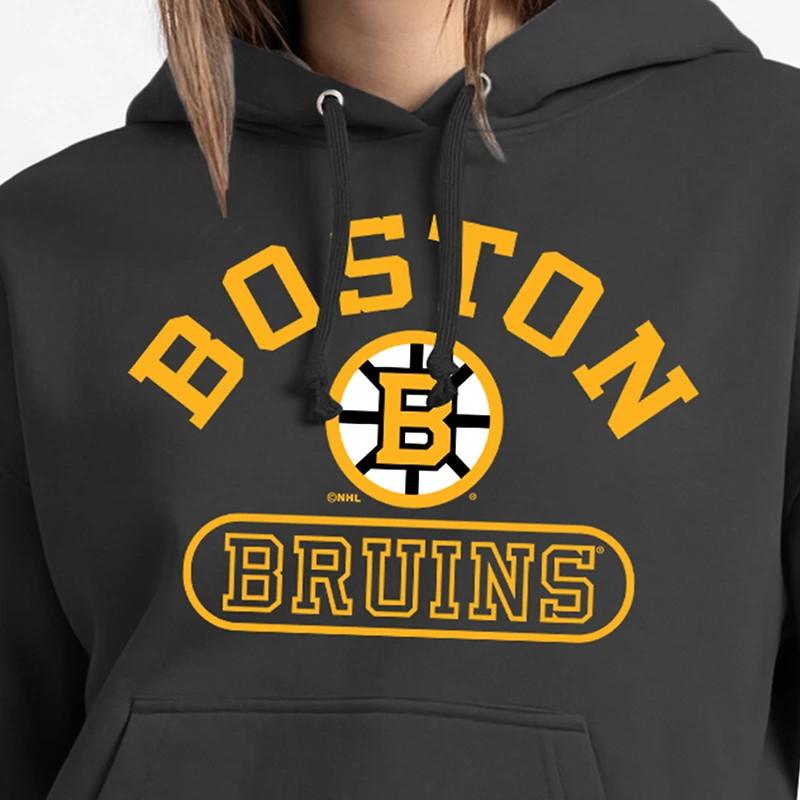 Women's Champion  Black Boston Bruins Arched Pill Box Hoodie