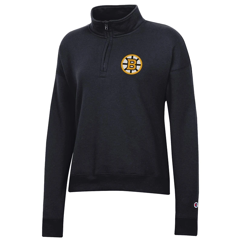 Sweat-shirt à col zippé Champion noir Boston Bruins pour femme