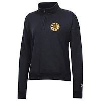 Sweat-shirt à col zippé Champion noir Boston Bruins pour femme