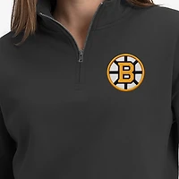 Women's Champion  Black Boston Bruins Powerblend Quarter-Zip Sweatshirt