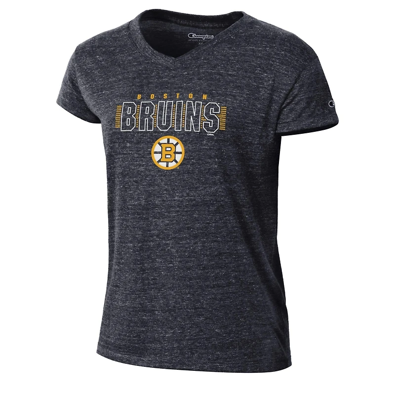 Women's Champion Black Boston Bruins Tri-Blend V-Neck T-Shirt