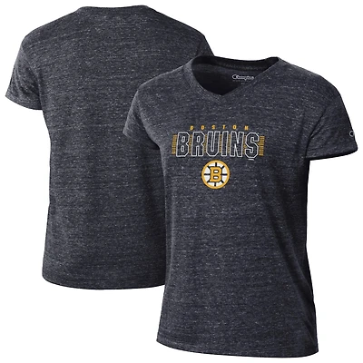 Women's Champion Black Boston Bruins Tri-Blend V-Neck T-Shirt