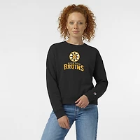 Women's Champion  Black Boston Bruins Wordmark Lockup Powerblend Sweatshirt
