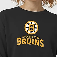 Sweat-shirt Champion noir pour femme, motif logo Boston Bruins, en Powerblend.