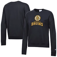 Women's Champion  Black Boston Bruins Wordmark Lockup Powerblend Sweatshirt