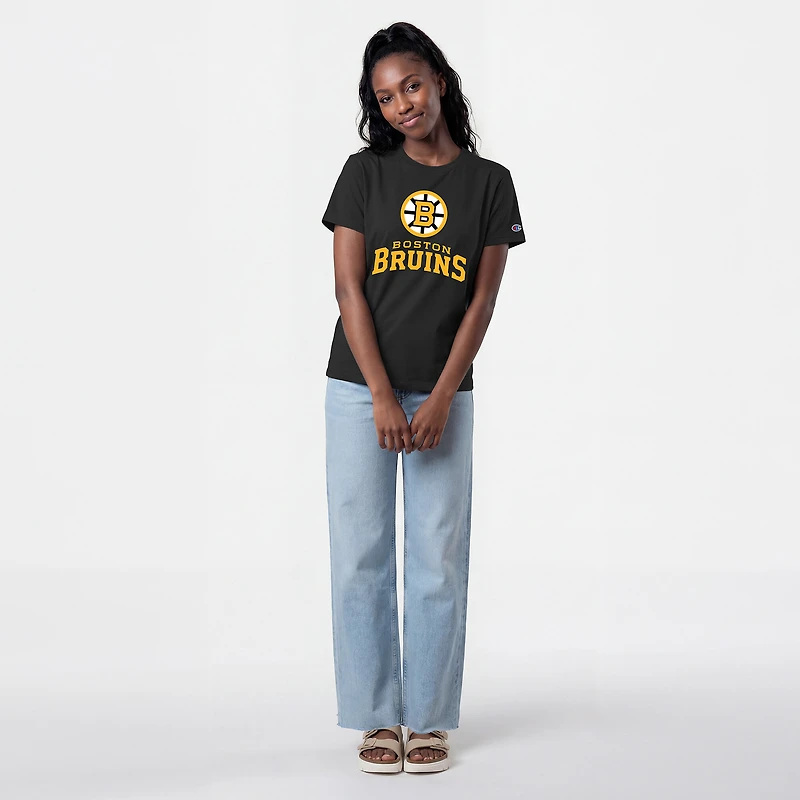 Women's Champion  Black Boston Bruins Wordmark Lockup T-Shirt