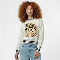 Women's Champion  Cream Boston Bruins Bold Laurels Reverse Weave Yarn Crewneck Sweatshirt
