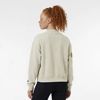 Women's Champion  Oatmeal Boston Bruins Collar Script Triumph Fleece Crewneck Sweatshirt