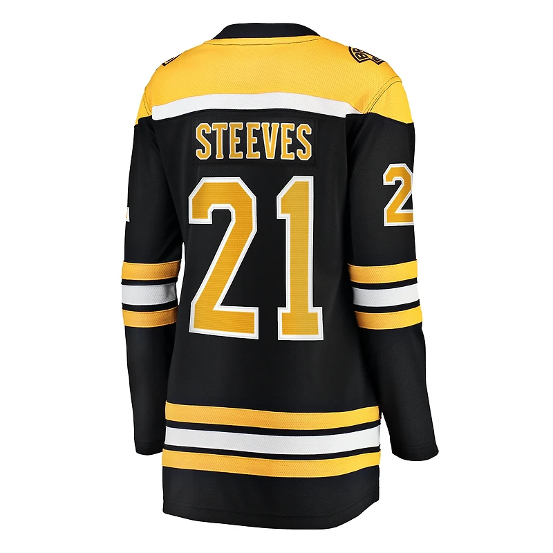 Women's Fanatics Alex Steeves Black Boston Bruins Home Breakaway Jersey