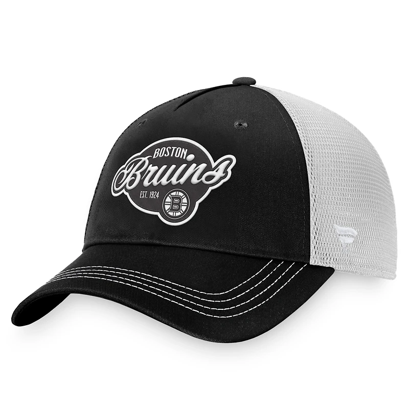 Casquette réglable Fanatics pour femmes, noir/blanc, Boston Bruins Fundamental Trucker