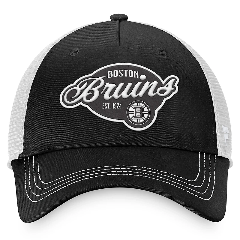 Casquette réglable Fanatics pour femmes, noir/blanc, Boston Bruins Fundamental Trucker