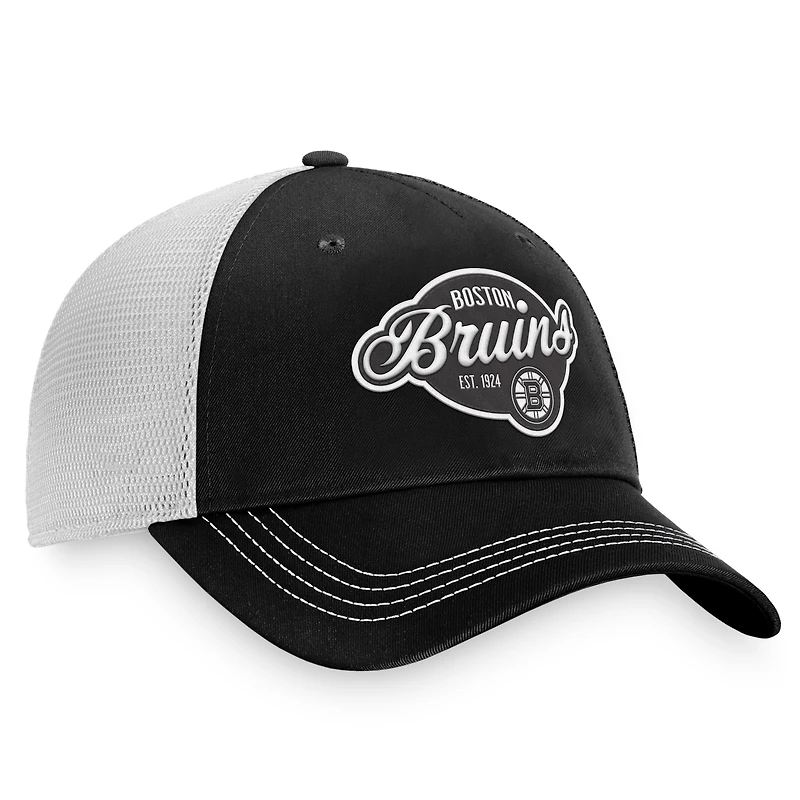 Casquette réglable Fanatics pour femmes, noir/blanc, Boston Bruins Fundamental Trucker