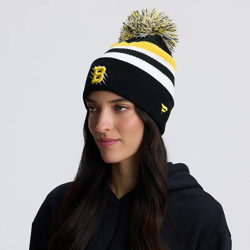 Women's Fanatics  Black Boston Bruins 2026 NHL Stadium Series Cuffed Knit Hat with Jumbo Pom