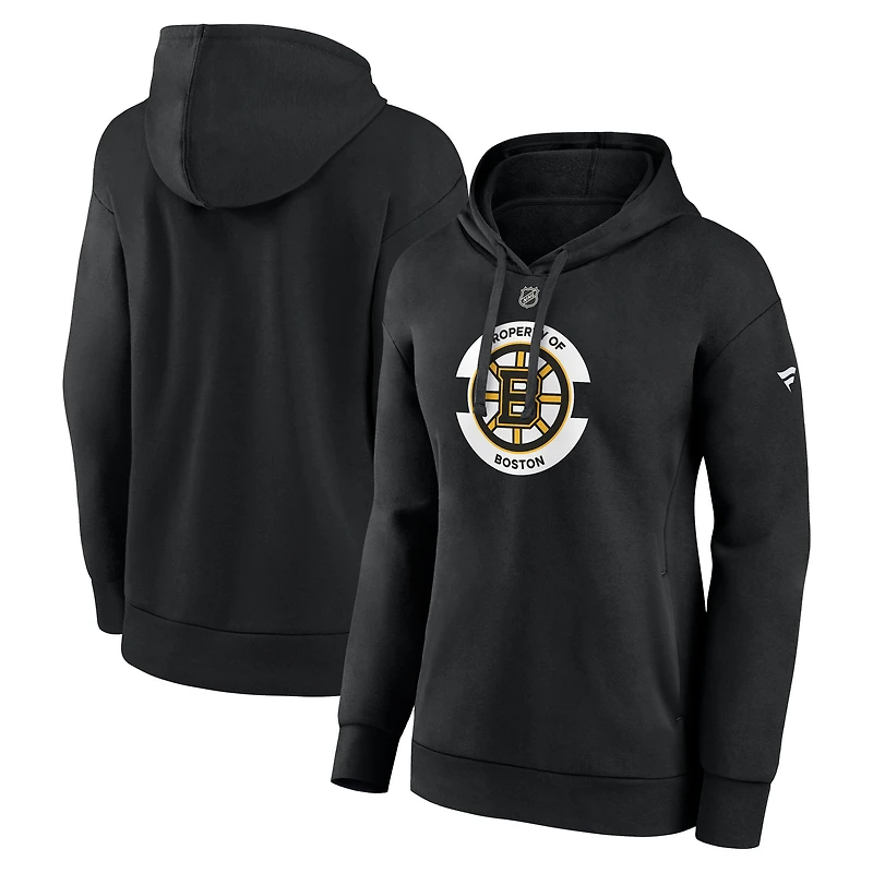 Women's Fanatics Black Boston Bruins Authentic Pro Core Secondary Fleece Pullover Hoodie