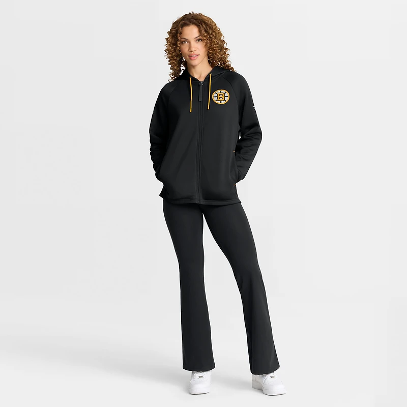 Sweat à capuche zippé intégral Fanatics Black Boston Bruins Authentic Pro Rink Raglan pour femme