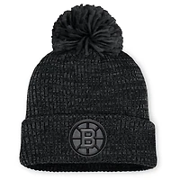 Bonnet en tricot à revers et pompon authentique Pro Road des Bruins de Boston pour femmes Fanatics noir