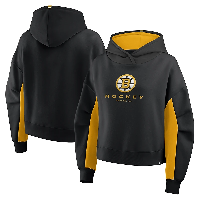 Women's Fanatics Black Boston Bruins Back Check Boxy Hoodie