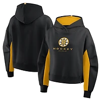 Women's Fanatics Black Boston Bruins Back Check Boxy Hoodie