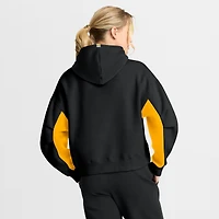 Sweat à capuche boxy noir carreaux arrière des Bruins de Boston Fanatics pour femmes