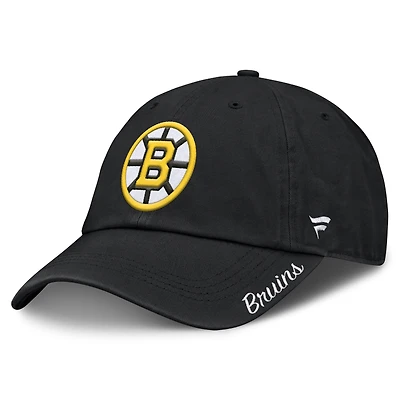 Women's Fanatics Black Boston Bruins Core Logo Adjustable Hat