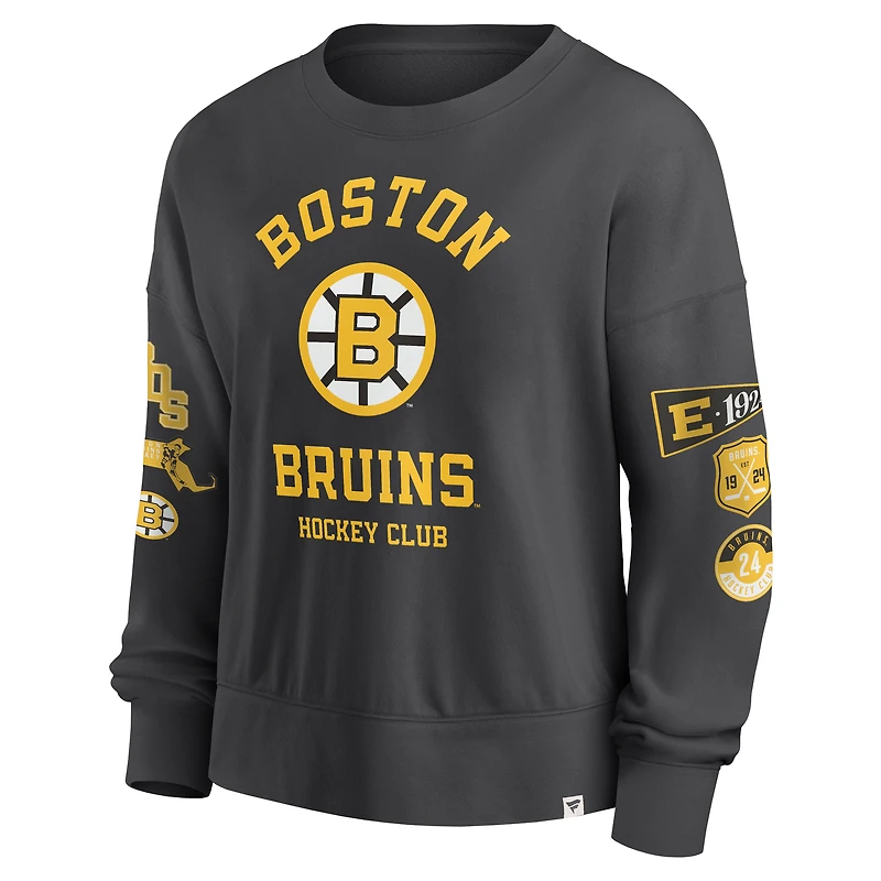 Sweat-shirt surdimensionné noir pour femme Fanatics Boston Bruins Go Team