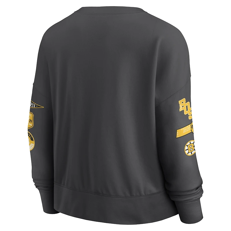 Sweat-shirt surdimensionné noir pour femme Fanatics Boston Bruins Go Team