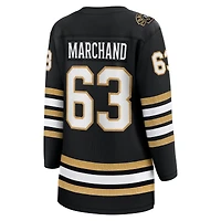 Maillot de joueur échappé premier du 100e anniversaire des Bruins Boston Fanatics Brad Marchand noir pour femmes