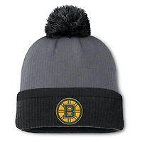 Bonnet en tricot à revers avec pompon Fanatics pour femme des Bruins de Boston en charbon