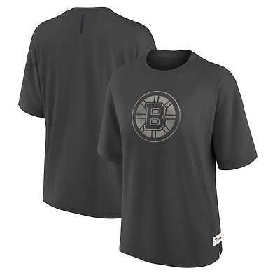 T-shirt surdimensionné Fanatics pour femme, couleur anthracite, des Bruins de Boston, motif Raw Edge Future Ground