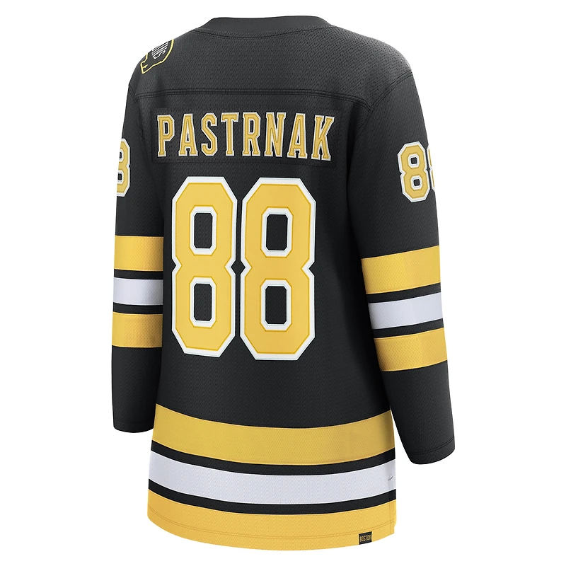 Maillot de joueur échappé à domicile des Bruins Boston noir David Pastrnak pour femmes Fanatics