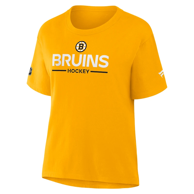 Women's Fanatics Gold Boston Bruins Authentic Pro Primary T-Shirt