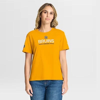 T-shirt Fanatics Gold Authentic Pro Primary pour femme des Bruins de Boston