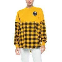 Women's Fanatics Gold Boston Bruins Buffalo Check Long Sleeve T-Shirt