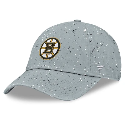 Casquette ajustable fanatique grise pour femme Boston Bruins Heritage Snow Day Speckle