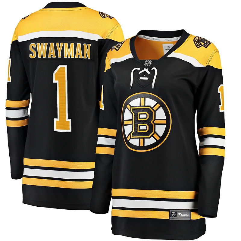 Fanatics Jeremy Swayman pour femmes - Maillot Breakaway à domicile noir des Bruins de Boston