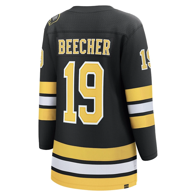 Maillot de joueur échappé à domicile des Bruins Boston noir John Beecher pour femmes Fanatics