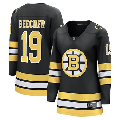 Maillot de joueur échappé à domicile des Bruins Boston noir John Beecher pour femmes Fanatics