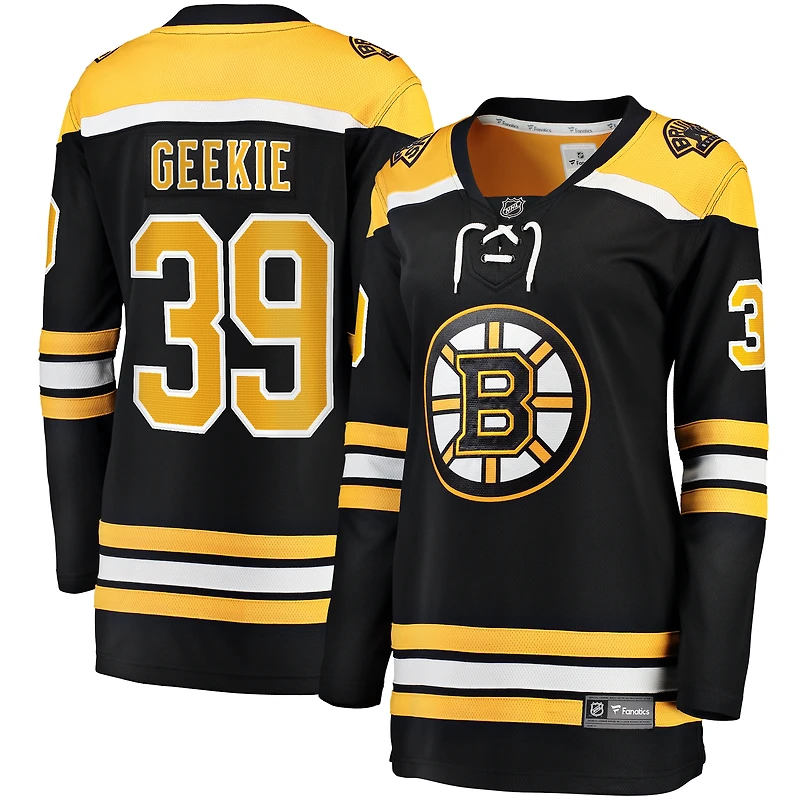 Maillot de joueur échappé à domicile Fanatics Morgan Geekie noir des Bruins Boston pour femmes
