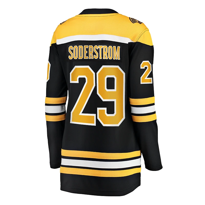 Maillot noir Victor Soderstrom des Bruins de Boston à domicile pour femmes Fanatics