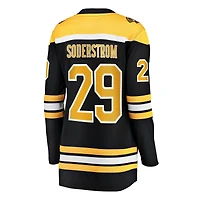 Maillot noir Victor Soderstrom des Bruins de Boston à domicile pour femmes Fanatics