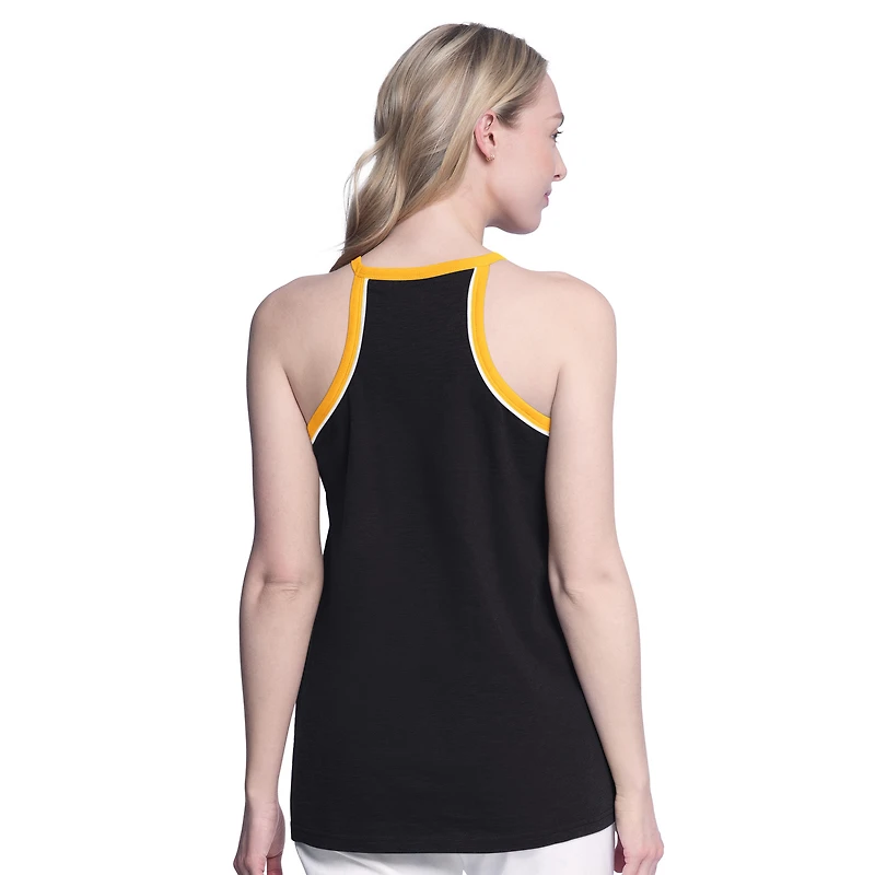 Women's G-III 4Her by Carl Banks Black Boston Bruins Curveball Racerback Scoop Neck Slub Tank Top