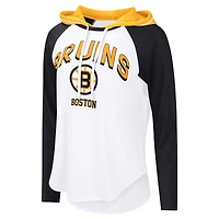 T-shirt à capuche et manches longues G-III 4Her pour femme par Carl Banks, blanc, Boston Bruins MVP