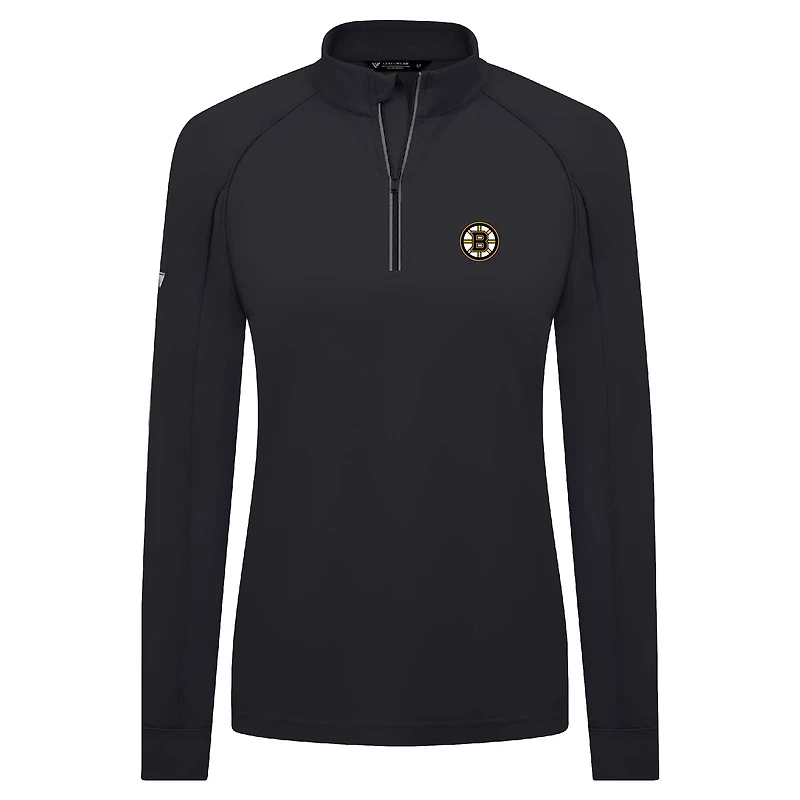 Women's Levelwear Black Boston Bruins Kinetic Insignia Core Raglan Quarter-Zip Top